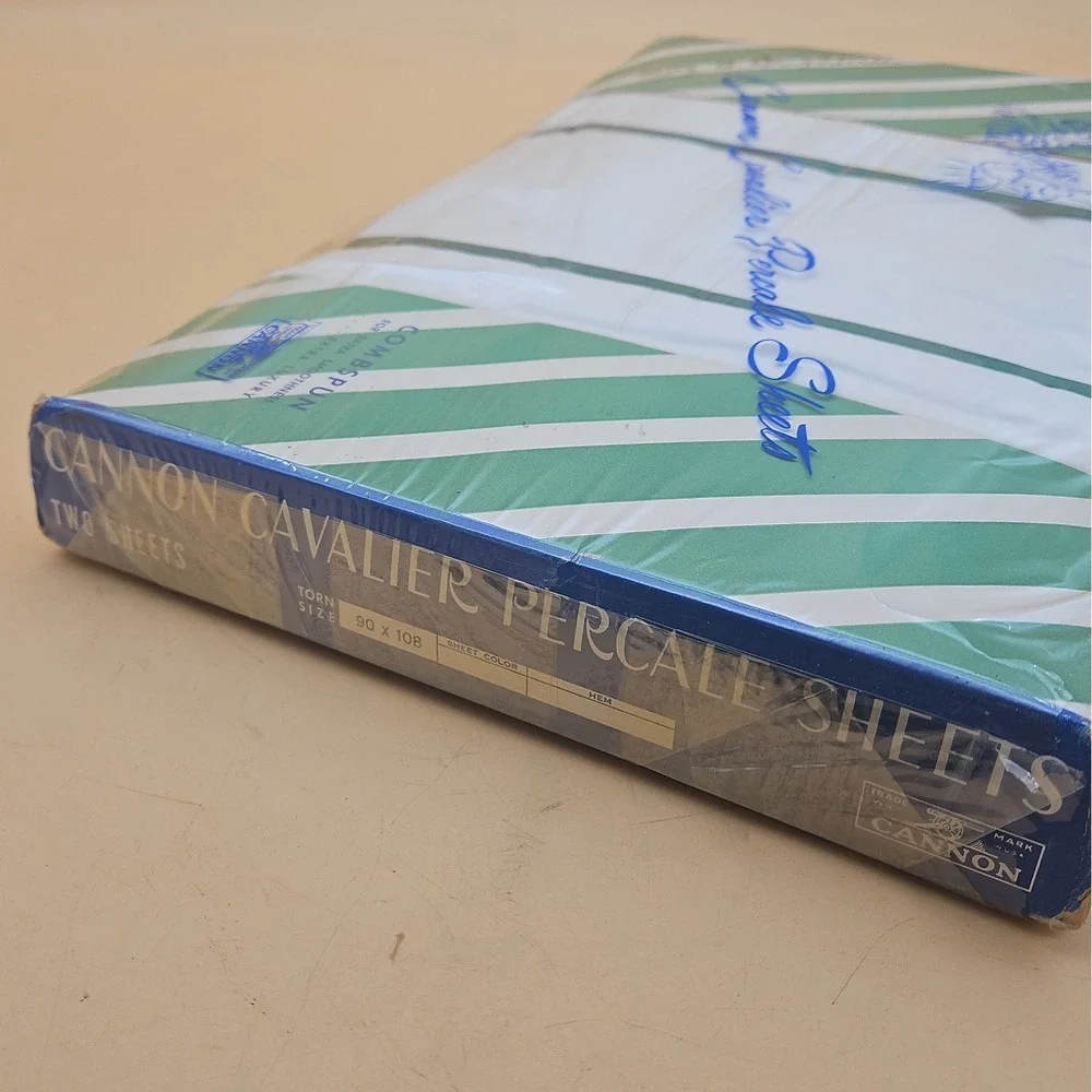 Vintage Cannon Cavalier Percale Sheets NOS New Two Sheets Combspun White